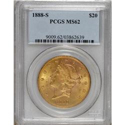 1888-S $20 MS62 PCGS. Rich mint frost covers both side