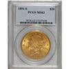 1891-S $20 MS63 PCGS. A lovely yellow-orange Select ex