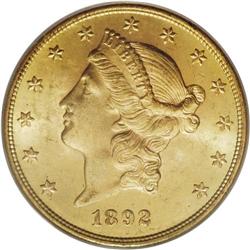 1892-S $20 MS64 PCGS. 1892-S double eagles are easily
