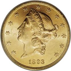 1893 $20 MS64 PCGS. While the 1893 half eagle and eagl