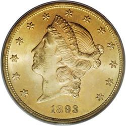 1893 $20 MS64 PCGS. This date is a classic condition r