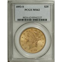 1893-S $20 MS62 PCGS. This is a pleasing example with