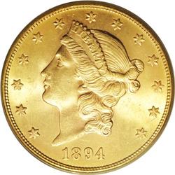 1894-S $20 MS64 PCGS. The 1894-S is one of the scarcer