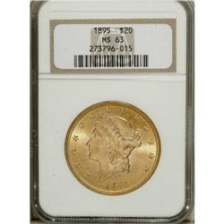 1895 $20 MS63 NGC. A pleasing Select double eagle with