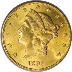 1895-S $20 MS64 PCGS. Dazzling luster adorns both side