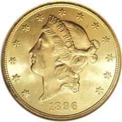1896-S $20 MS64 NGC. The golden-yellow centers cede to
