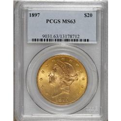 1897 $20 MS63 PCGS. Sharply struck design elements com