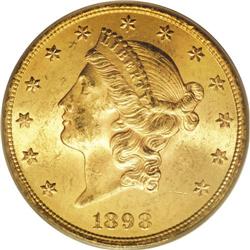 1898 $20 MS63 PCGS. Well struck and highly lustrous, w