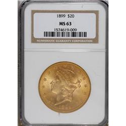 1899 $20 MS63 NGC. Fully struck on each side, the lust