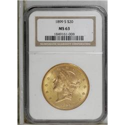1899-S $20 MS63 NGC. Large numbers of 1899-S double ea