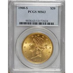 1900-S $20 MS63 PCGS. Booming luster and a precise str