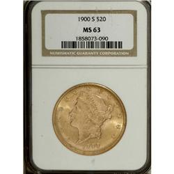 1900-S $20 MS63 NGC. This issue ranks among the many L
