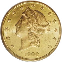 1900-S $20 MS64 PCGS. A sharp strike and frosty yellow