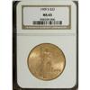 Image 3 : 1909-S $20 MS65 NGC. Sharply detailed and fully lustro
