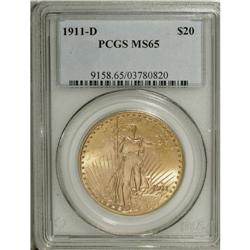 1911-D $20 MS65 PCGS. FS-501, formerly FS-1911.5. The