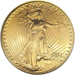 1911-D $20 MS66 NGC. This splendidly mark-free Premium