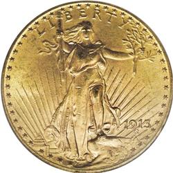 1913 $20 MS64 PCGS. After being struck, most 1913 doub