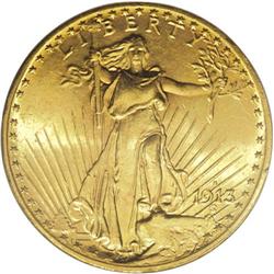 1913-S $20 MS64 PCGS. Despite the low mintage of 34,00