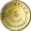 Image 2 : 1834 $5 C. Bechtler Five Dollar, Plain Edge MS61 NGC.