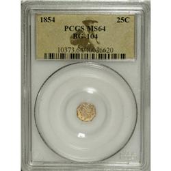 1854 25C Liberty Octagonal 25 Cents, BG-104, R.4, MS64