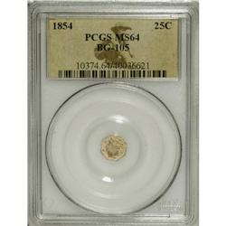 1854 25C Liberty Octagonal 25 Cents, BG-105, R.3, MS64