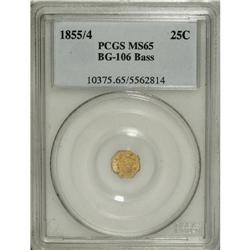 1855/4 25C Liberty Octagonal 25 Cents, BG-106, R.3, MS