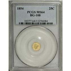 1854 25C Liberty Octagonal 25 Cents, BG-108, Low R.4,