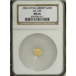 1854 25C Liberty Octagonal 25 Cents, BG-109, High R.5,