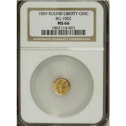 1859 50C Liberty Round 50 Cents, BG-1002, High R.4, MS