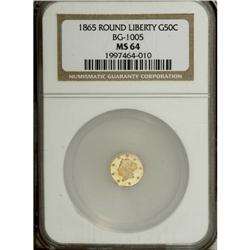 1865 50C Liberty Round 50 Cents, BG-1005, Low R.5, MS6