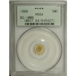 1868 50C Liberty Round 50 Cents, BG-1008, R.5, MS64 PC