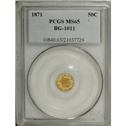 1871 50C Liberty Round 50 Cents, BG-1011, R.4, MS65 PC