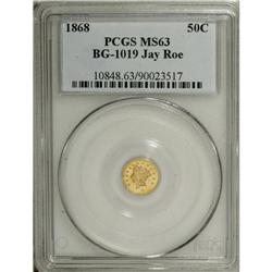 1868 50C Liberty Round 50 Cents, BG-1019, R.5, MS63 PC