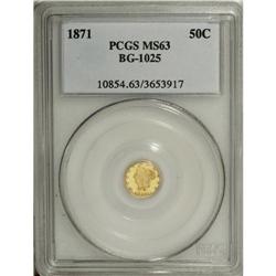 1871 50C Liberty Round 50 Cents, BG-1025, R.5, MS63 PC