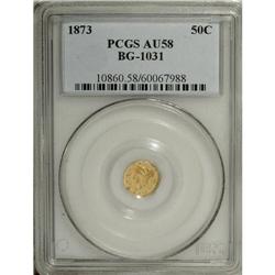 1873 50C Liberty Round 50 Cents, BG-1031, High R.6, AU