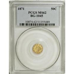 1871 50C Liberty Round 50 Cents, BG-1045, R.5, MS62 PC