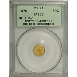 1870 50C Goofy Head Round 50 Cents, BG-1047, High R.4,