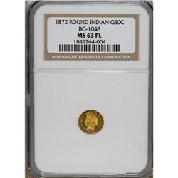 1872 50C Indian Round 50 Cents, BG-1048, Low R.4, MS63