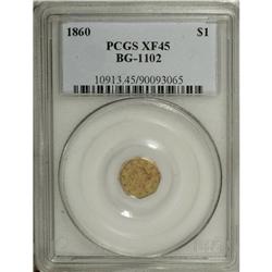 1860 $1 Liberty Octagonal 1 Dollar, BG-1102, R.4, XF45