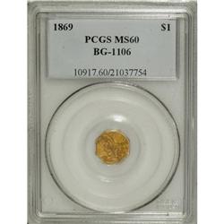 1869 $1 Liberty Octagonal 1 Dollar, BG-1106, R.5 MS60