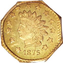 1875 $1 Indian Octagonal 1 Dollar, BG-1127, R.4, MS64