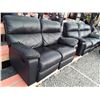 Image 1 : 0A --Black Leather Sectional Reclining Sofa and Loveseat