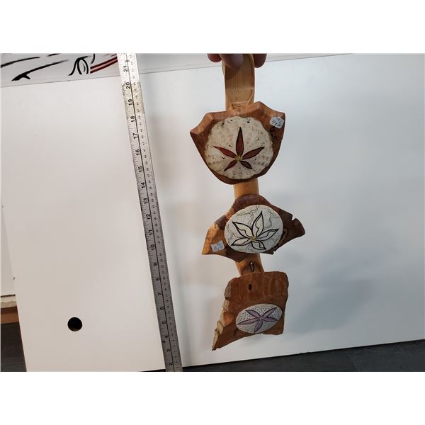 Three Painted Sand Dollars on Display Stick