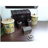 Image 1 : Lot of decorative items Inc Two Vintage Tin, Made In Holland, Containers with lids