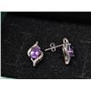 Image 2 : 1-1/3 Carat Amethyst and Diamond 925 Sterling Silver Earrings With Certificate of Authenticity