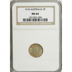 Australia: George V silver Threepence 1910, KM-1