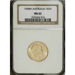 Australia: Edward VII gold Sovereign 1908-M, KM-