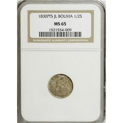Bolivia: Republic 1/2 Sol 1830-JL, KM93.2a, MS65