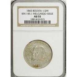 Bolivia: Republic 1/2 Melgarejo 1865, KM145.1, A