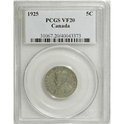 Canada: George V 5 Cents 1925, VF20 PCGS.